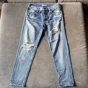 Moussy Distressed Skinny Jeans Light Wash Japanese Denim 27